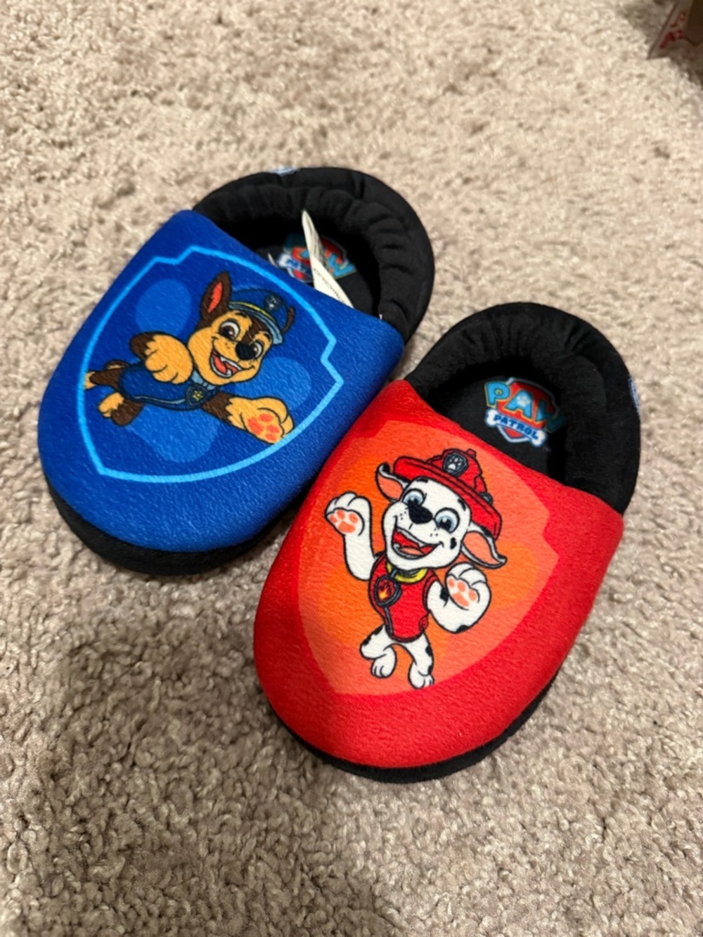 PAW Patrol Kids Slippers - Blue & Red Cartoon Design- 7/8 size- like new